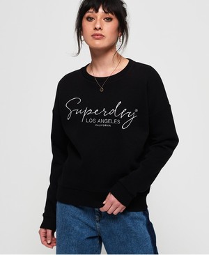 Superdry Alice Crew Női Pulóver Fekete | LMVRH8316